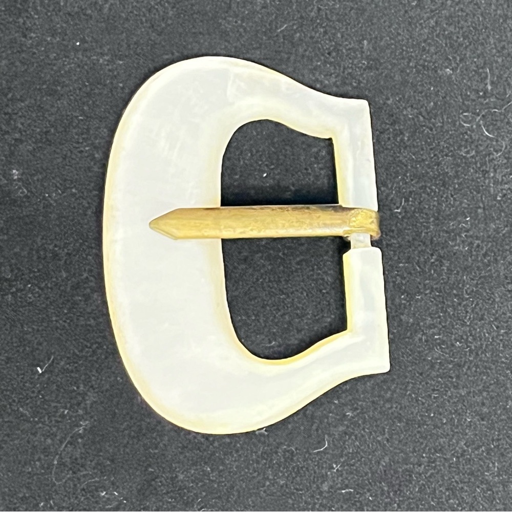 antique mother of pearl large belt buckle sash white 2 inch
